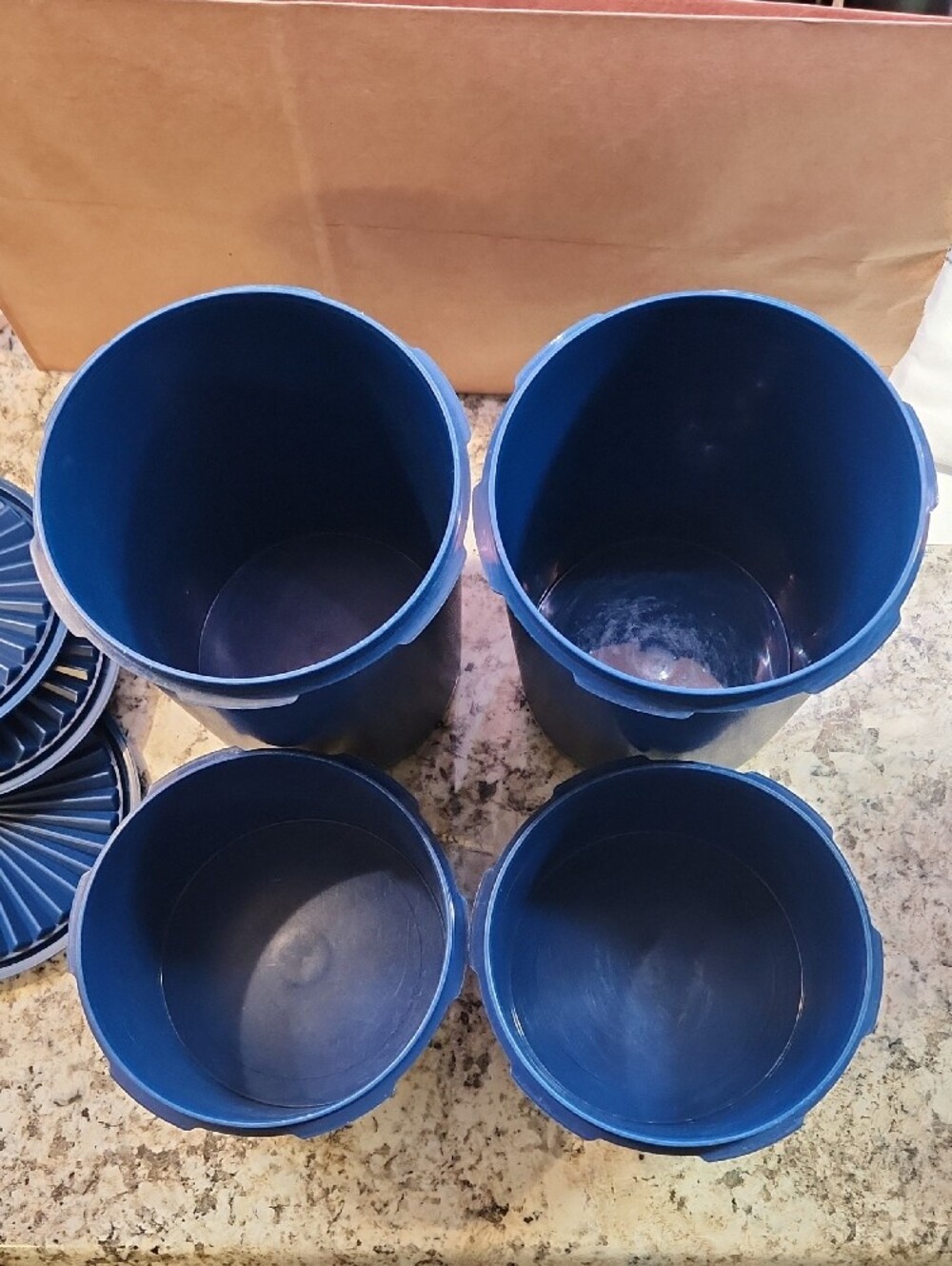 Vintage Tupperware Dark Blue Storage Canisters - Set of 4 - Picture 5 of 8